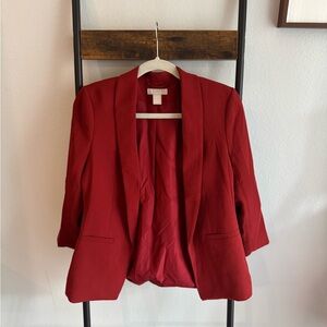 Red Open-Front Women's Blazer Jacket